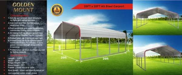 Golden Mount Classic Steel Carport