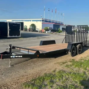 BWise 7 x 18 Equipment Trailer – Split Landscape Ramp Clearance