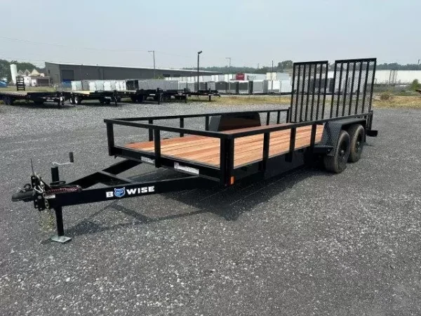 BWise 7 x 18 Equipment Trailer – Split Landscape Ramp - Image 4